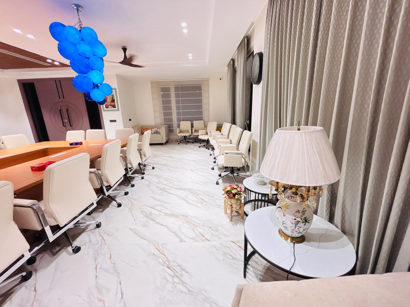 Villa conference and lounge area with marble flooring